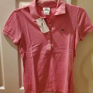 women's Lacoste mini pique polo in pink